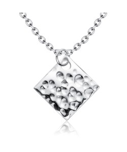 Square Flat Stencil Shaped Silver Necklace SPE-5263